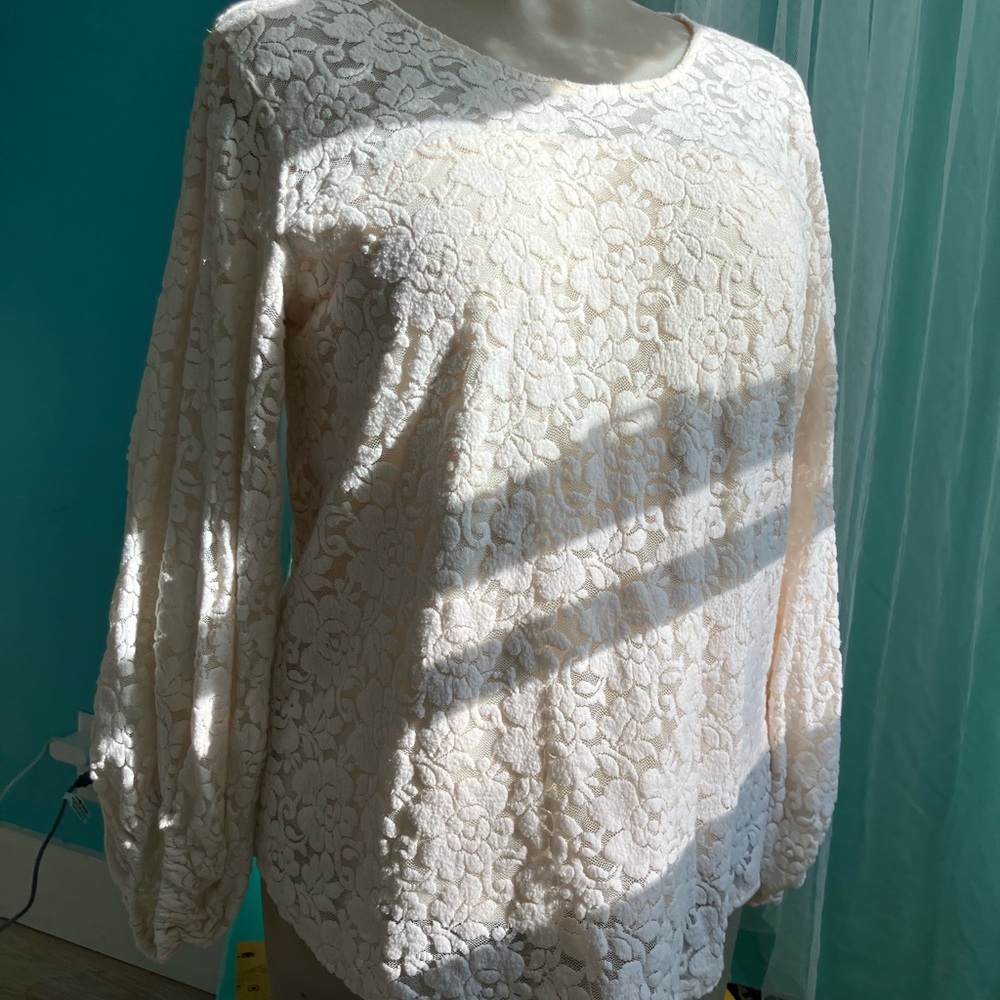 Maurices Cream Floral Lace Blouse